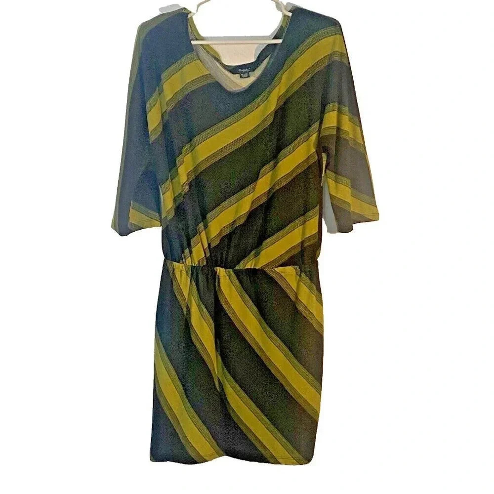 Rhapsody Green and Black Striped Dress Size XL Soft Comfy